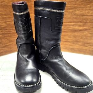 Chanel Leather Biker Boots